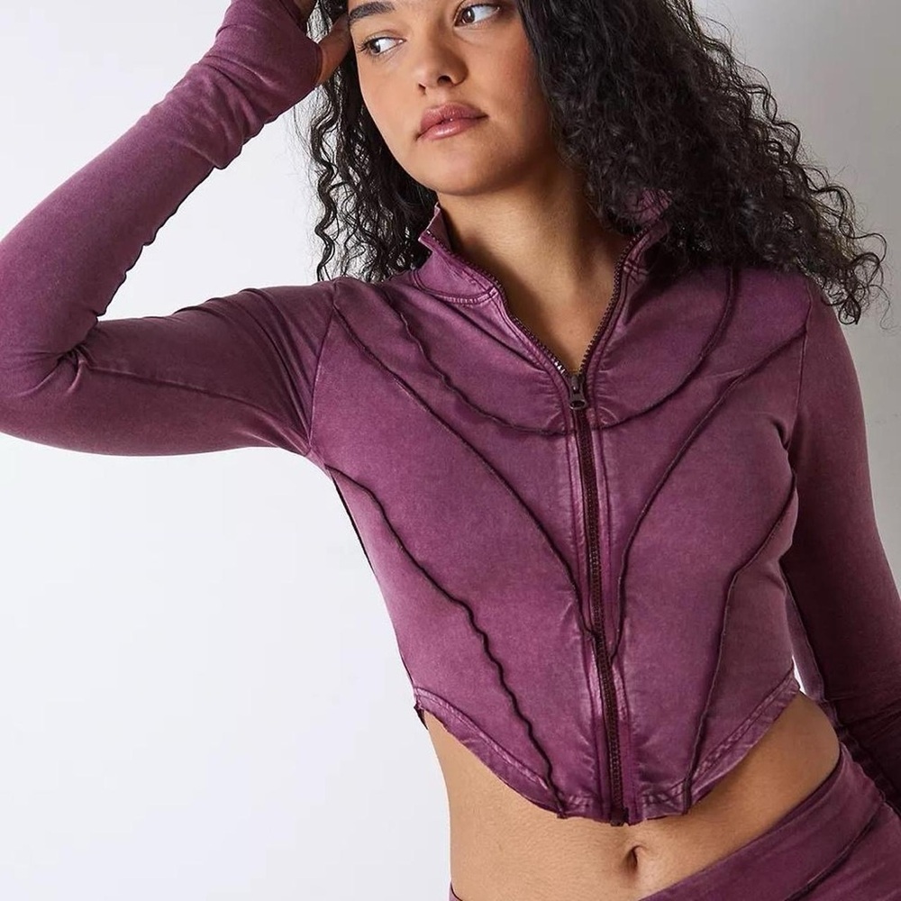 Out From Under Harper Zip-Up Top with Raw Edge Corset‎